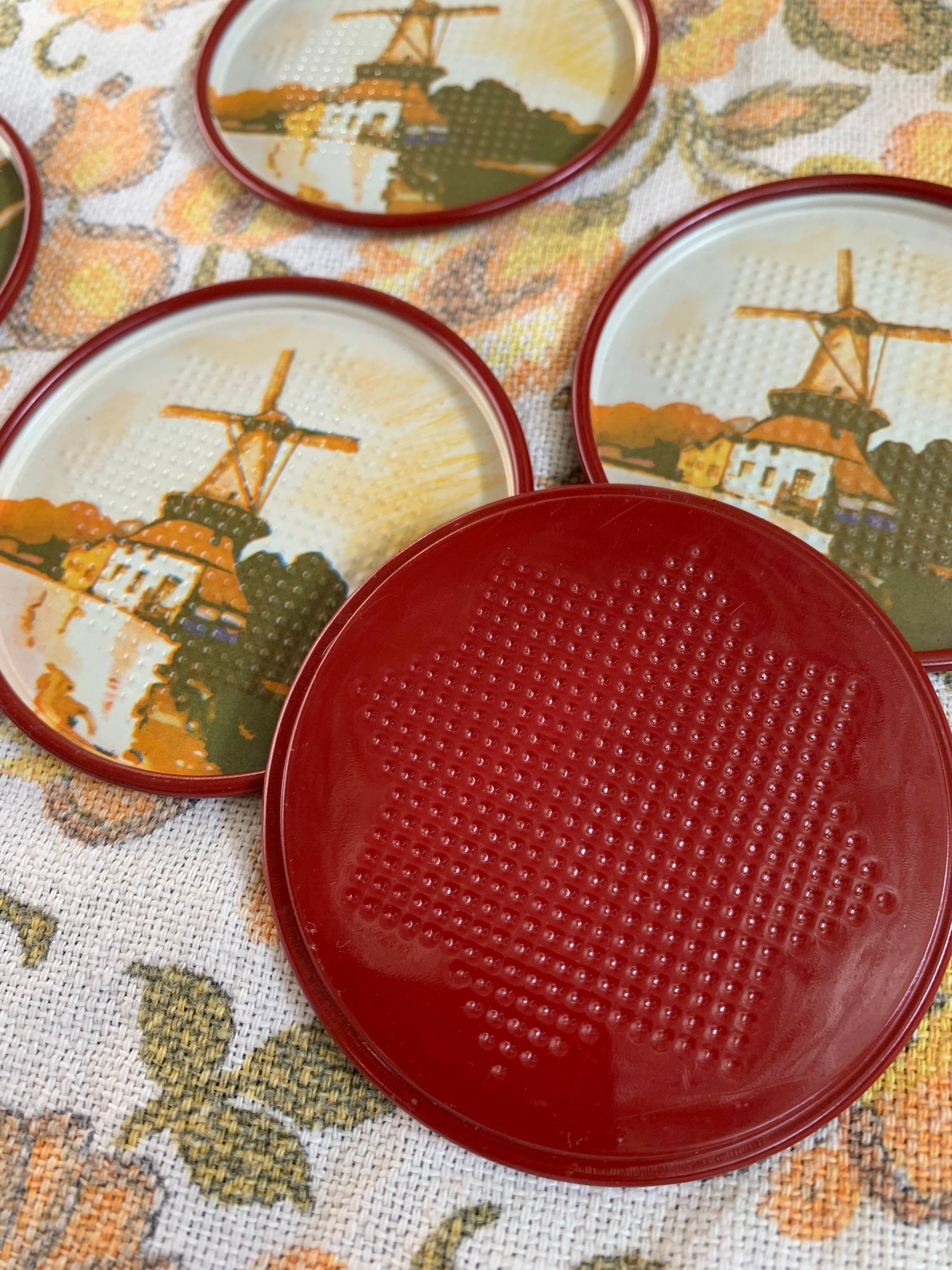 Vintage Coaster Set / Tin Coasters / Punched Tin Coaster Set Etsy