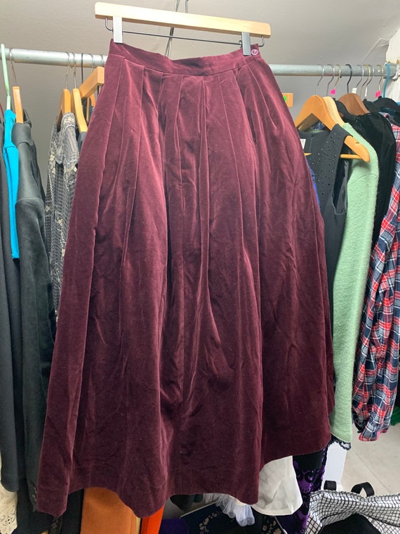 Vintage Laura Ashley Burgundy Velvet Skirt / Made… - image 6