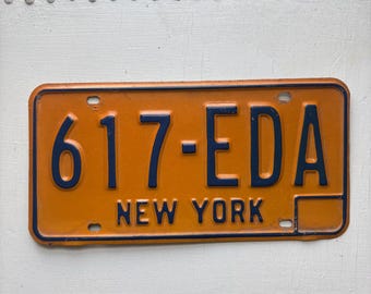 Vintage New York License Plate 1980s Yellow Orange - Etsy
