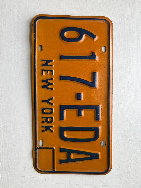 Vintage New York License Plate 1980s Yellow Orange - Etsy