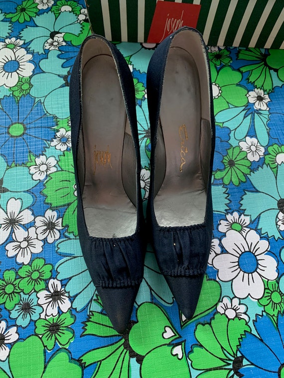 Vintage Erica Pumps Navy Blue with Rouching Size … - image 2