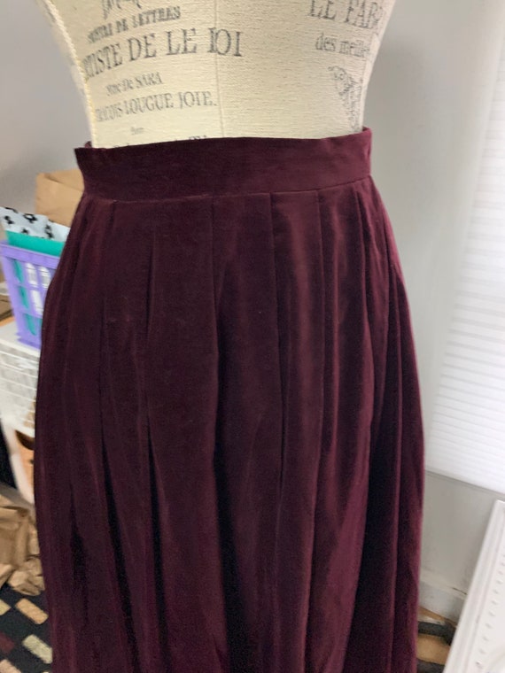 Vintage Laura Ashley Burgundy Velvet Skirt / Made… - image 4