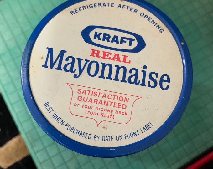 Vintage Glass Kraft Mayonnaise Jar With Metal Lid / 60s Mayo Jar