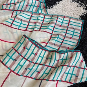 Vintage Anne Klein Scarf with Lion Logo Signature | Square Scarf Retro Print 25&quot;