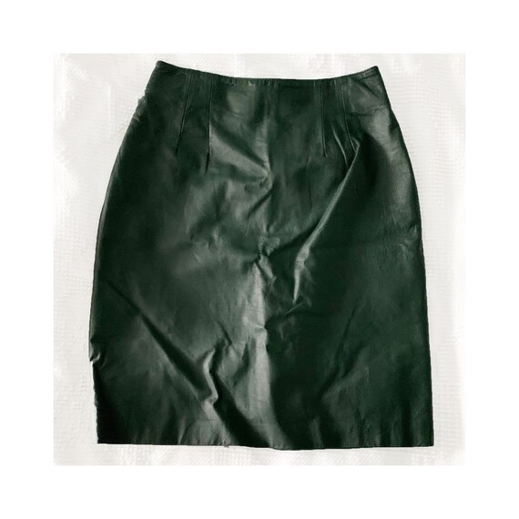 Vintage Bagatelle Leather Skirt / Size 6 / Green 1