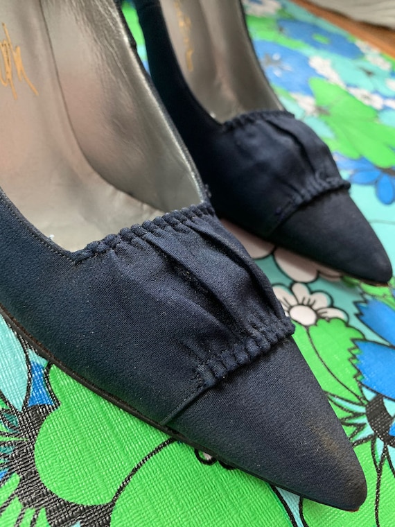 Vintage Erica Pumps Navy Blue with Rouching Size … - image 3
