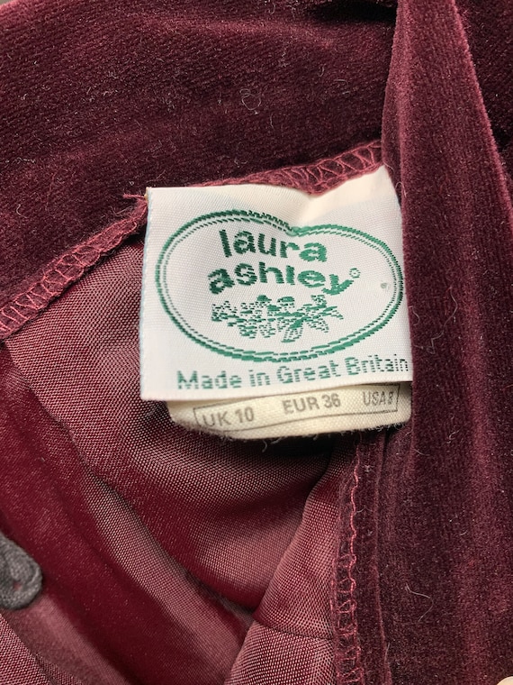 Vintage Laura Ashley Burgundy Velvet Skirt / Made… - image 5