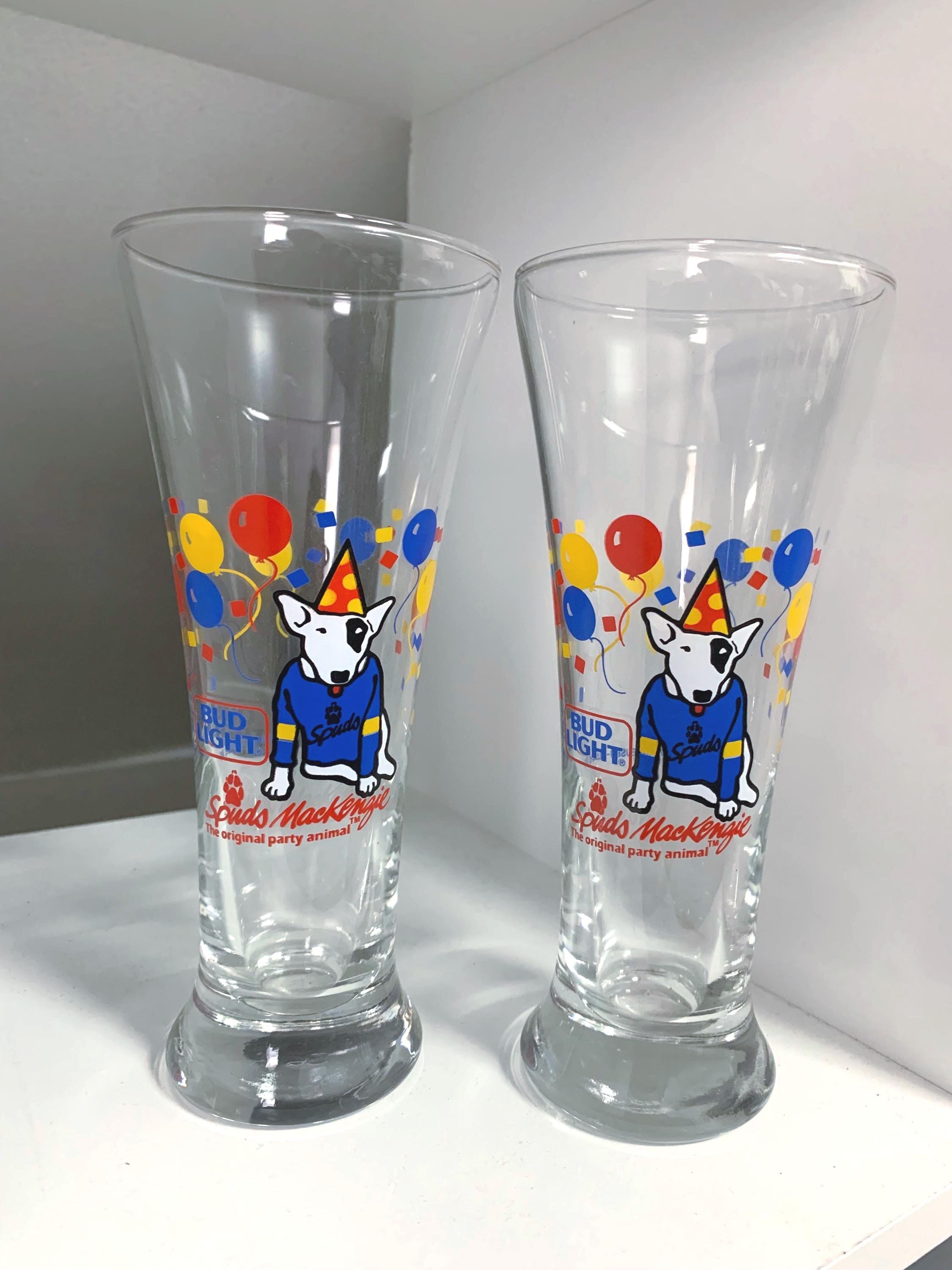 Vintage 80s Spuds Mackenzie Bud Light Pilsner Glasses - Pair - Etsy