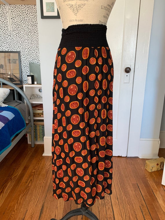 Vintage Print Wrap Skirt with Angel Buttons / Mar… - image 9