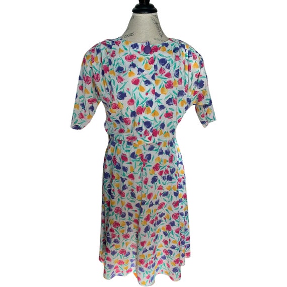 Vintage Floral Dress / 80s Dress / 80s Flower Pri… - image 1