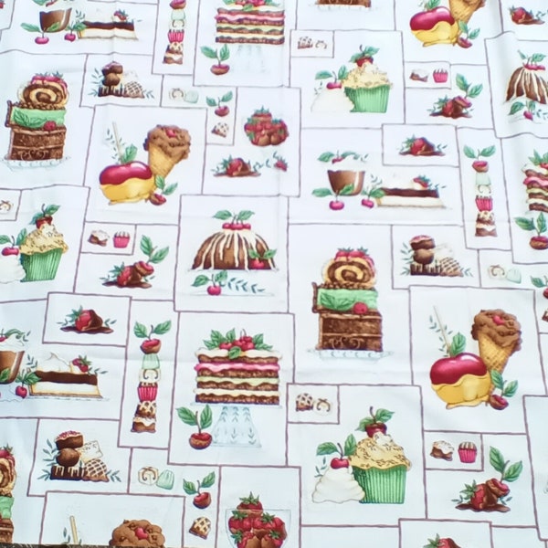 Just Deserts Diane Knott Clothworks vintage fabric 1 yard pies cakes candy