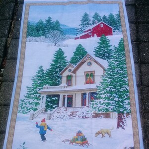 Bringing Home Christmas panel John Sloane Wilmington Prints fabric