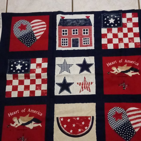 vintage Fabric Traditions 1995 Heart of America patriotic panel flag