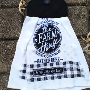 homemade oven kitchen hanging towel black potholder top withblack and white kitchen towel Farm House
