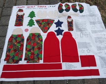 vintage Christmas Crazy Quilt Santa doll panel Dream Spinners VIP Cranston Print Works Company