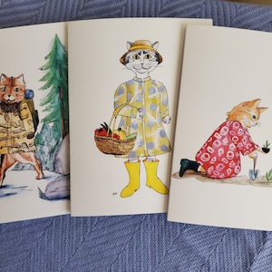 NOUVELLE série ! 10 cartes de correspondance avec enveloppes Cats in Dresses, série 6. Art de chat fantaisiste, décoration de chat, cadeaux thème chat, oeuvre d'art chat, amoureux des chats