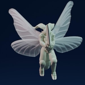 Silk Moth Knight, Sky Puppy Swordsman, Smol || 3D Printed Miniature