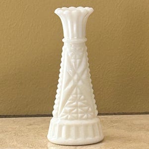 Flower Vase Milk Glass Bud Vase Vintage &quot;Stars and Bars&quot;