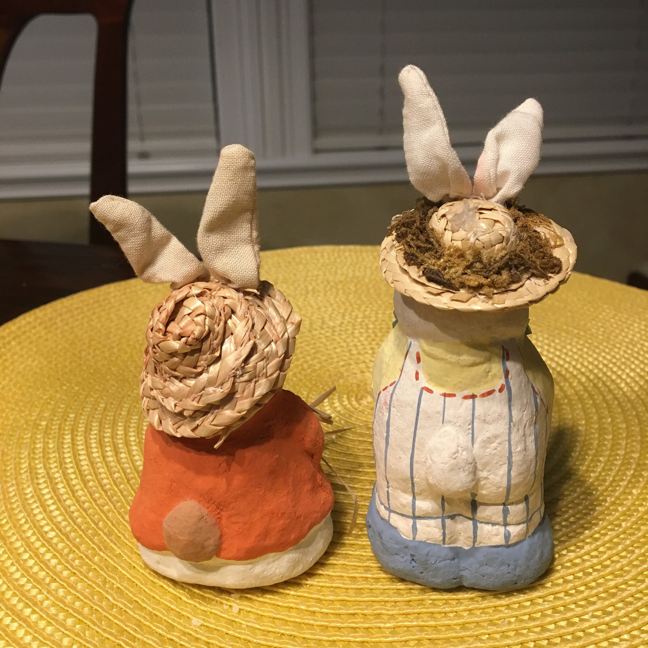 Paper Machay Rabbit Bunny Rabbits - Male and Female - Vintage - Paper Mache - Sold as a ...