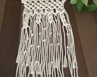 Small Handmade Boho Chic Macrame Wall Hanging, Scandinavian, Nomadic, Wall Art, Wall Decor, Home Decor, Earth Tones, Off White