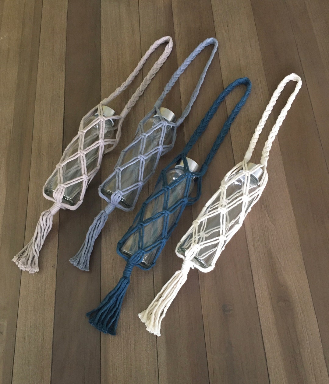 Handmade Macrame Bottle Carrier includes 18oz Bottle, Bottle Holder