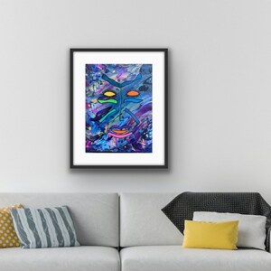 African print, abstract theme, matted print, African American paintings, wall in your home or office.  Christmas gift ideas for women or men