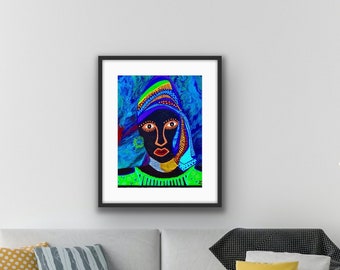 African woman print, Black American art, modern art for living room , Christmas gift for mom, Xmas gift for sister, holiday gift for friend