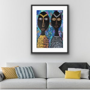 African art, abstract woman print, urban art, modern contempory decor, living room artwork, house warming gift, unique gift for friend