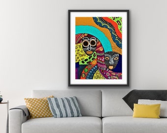 African print, colorful wall art, matted print, living room art, holiday gift for friend, for mom, African American print, art for office