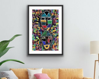 African American print, Afrocentric art, abstract print for living room, modern contemporary decor, birthday gift for friend, co-worker gift