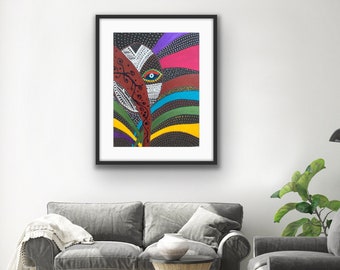 RONA abstract theme, African print, Black American art for living room, trendy art for office, Xmas gift for you, for friend,