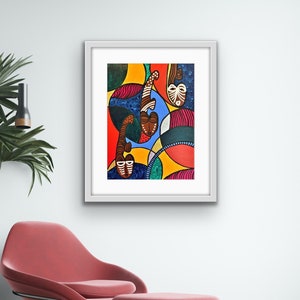 African American print, abstract Black art, living room artwork, small home office decor, house warming gift for friend, unique gift for mom