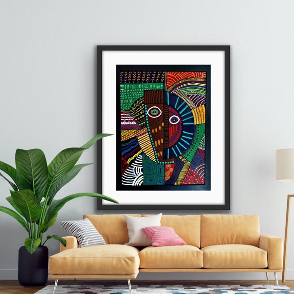Abstract Black art, African American print, modern contemporary print, living room artwork, boho wall decor, house warming new home gift