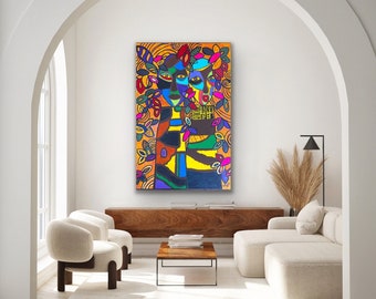 Afrocentric Abstract Painting: "Ryal & Smadi" Original Canvas Art