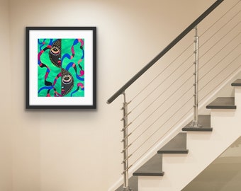 Abstract contemporary print, Afrocentric print,  art print for living room, trendy art for office, boho wall art, ethnic art