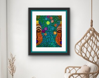African print of Black woman, abstract contemporary print, Black American art, art print for living room, statement piece, gift for sister