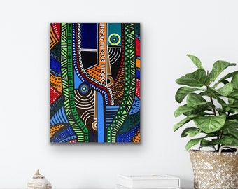 African Caribbean canvas print, modern contemporary artwork, abstract art, ethnic living room decor, urban theme, boho art, unique gift