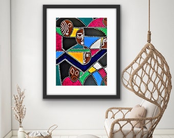 Abstract Black art print, modern contemporary decor, urban art, living room ideas, house warming gift, anniversary gift for couple