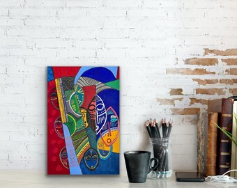 Modern abstract canvas print, contemporary art, living room decor ideas, African print, boho theme, ethnic decor, unique gift for friend