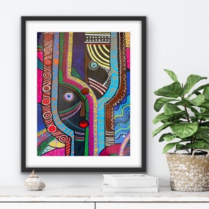 African American print, abstract Black art, Afrocentric art, modern boho decor, living room idea, house warming gift, unique gift for friend