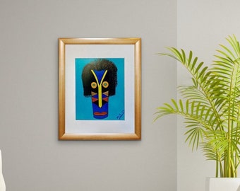 African wall art print, African American art, Living room decor for walls, Bedroom decor, Boho art, Jamaican Rasta man, Gift for him