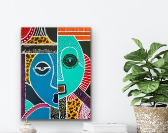 African Art, Contemporary CANVAS PRINT, Living Room Wall Art, Modern Home Decor, Trendy Art,  Black Art, Jamaican Art, Gift for Any Occasion