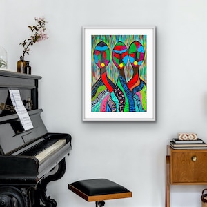Black woman print, African American art, colorful wall art, modern boho decor, living room pictures, house-warming gift, co-worker gift