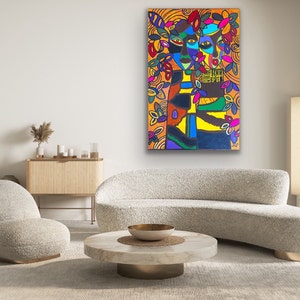 Original painting on canvas, contemporary painting, Afrocentric art, modern decor living room, unique gift for friend, new home gift idea image 5