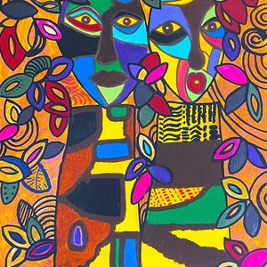 Original painting on canvas, contemporary painting, Afrocentric art, modern decor living room, unique gift for friend, new home gift idea image 2