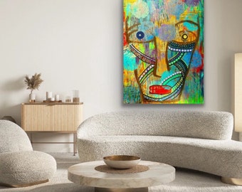 African Art, Contemporary CANVAS PRINT, Living Room Wall Art, Modern Home Decor, Trendy Art,  Black Art, Jamaican Art, Gift for Any Occasion