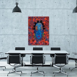 African Mask Canvas Print: Colorful Abstract Woman Art