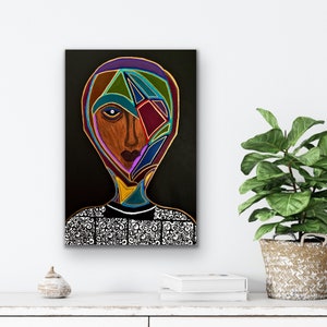 Modern abstract CANVAS Print, Black woman art, ethnic living room decor, office artwork, boho canvas print, Jamaican art, house warming gift image 1