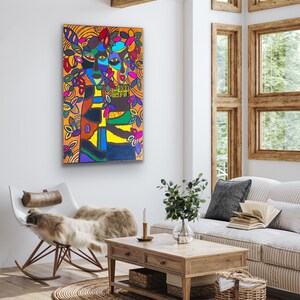 Original painting on canvas, contemporary painting, Afrocentric art, modern decor living room, unique gift for friend, new home gift idea image 7