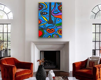 Afrocentric Woman Acrylic Painting: Abstract Canvas Wall Art (24x36)